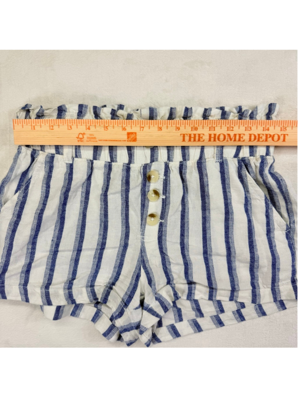 Women's Rewash High Waist Striped Shorts Medium White Blue - Picture 10 of 11